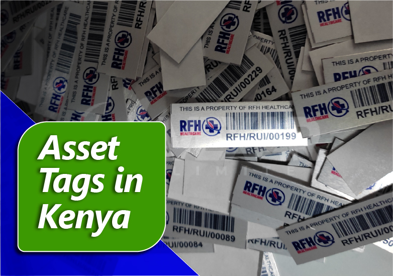 Permanent Aluminium Asset Tags with acetone activated adhesive in Kenya